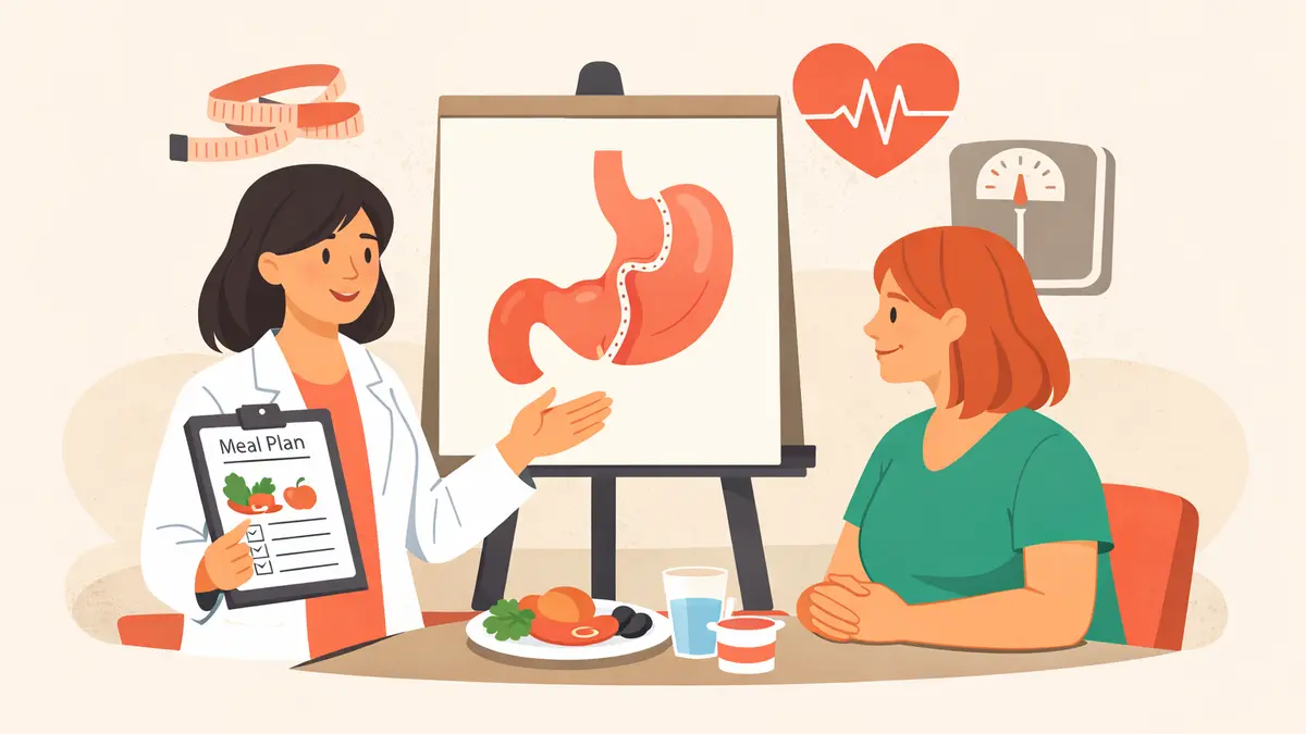 Dietitian advising patient on bariatric surgery diet